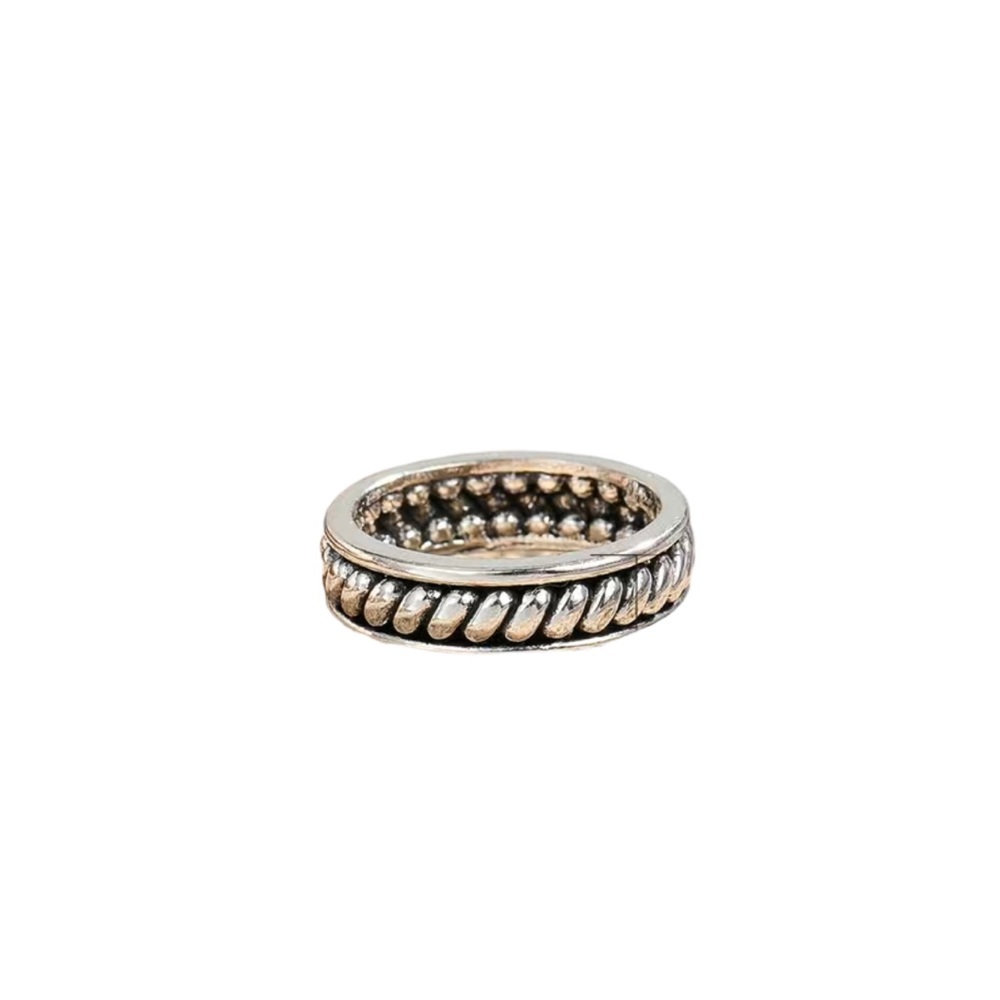 Silver Unisex Style Textured Band Ring